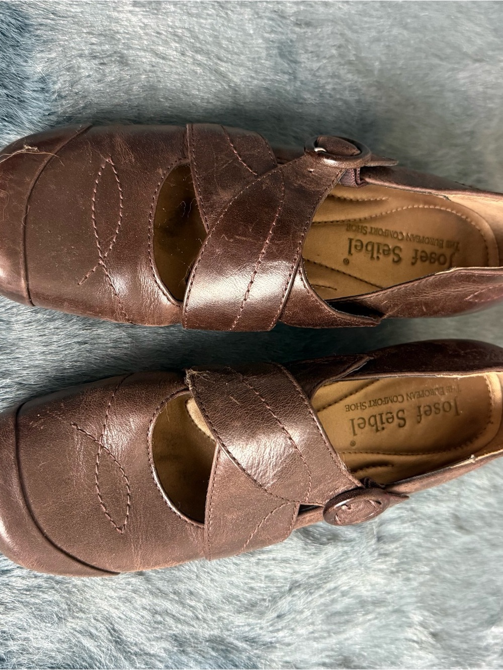 Josef Seibel Brown Leather Mary Jane Comfort Shoes EU 37